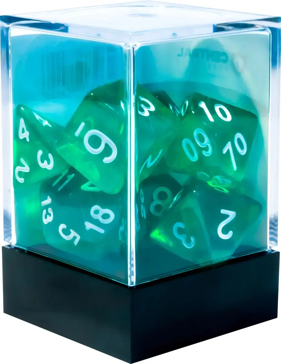 Conjunto De Dados Rpg Verde Translucido 7 Unidades Central