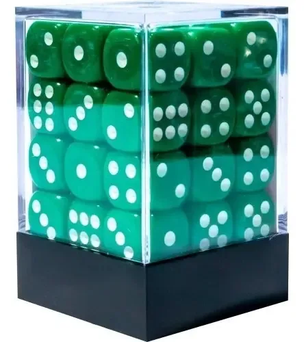 Central Dices Conjuntos 36 Dados D6 Opaco Verde E Branco