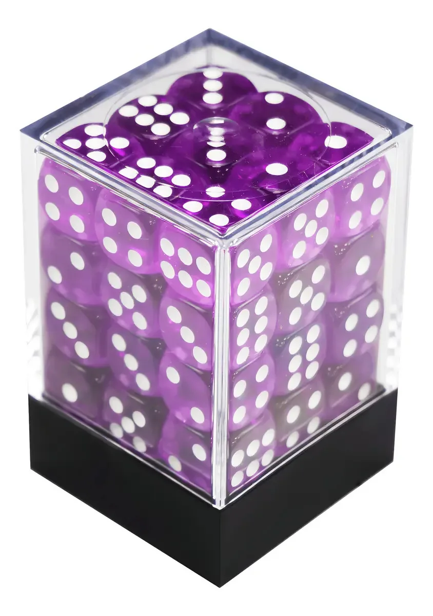 Central Dice Conjunto 36 Dados D6 12mm Violeta Translucente Para Jogos