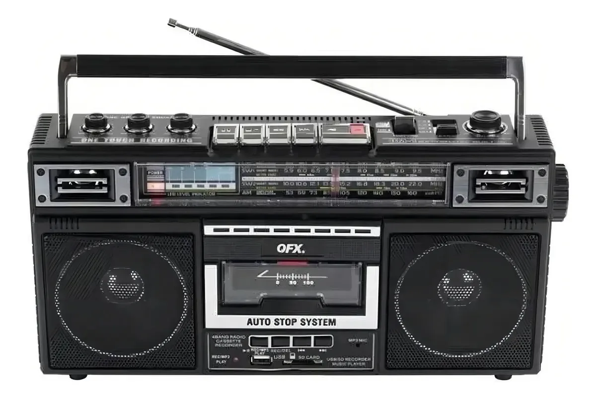 Bluetooth Mp3, gravador de rádio AM/FM Qfx J-230 preto