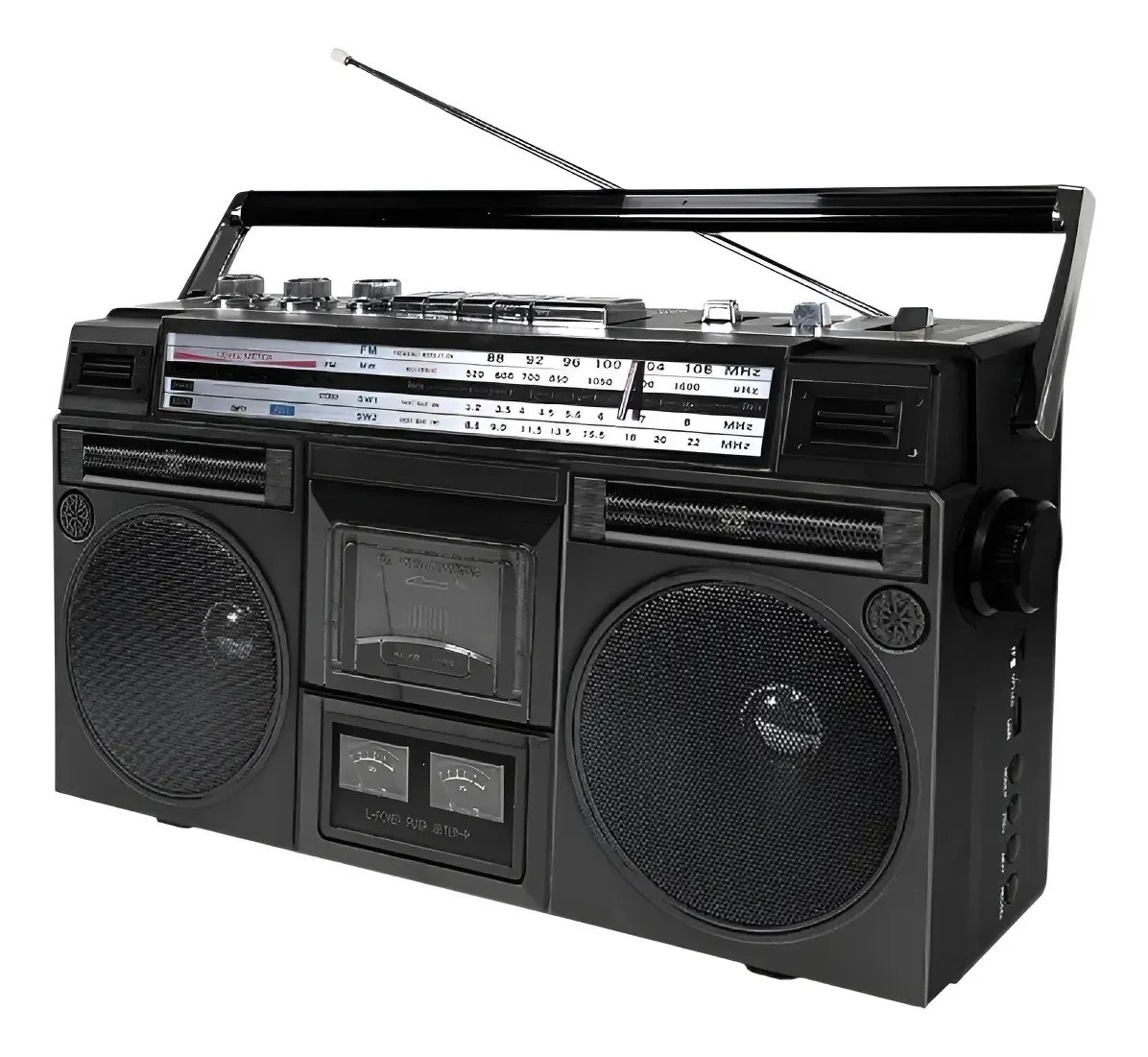 Gravador de rádio cassete mono-estéreo duplo Bluetooth Qfx J-240bt, cor preta