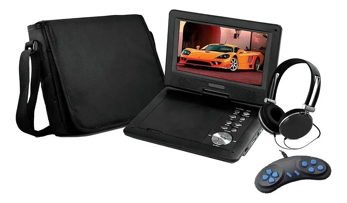 Leitor de DVD portátil, tela LCD, 9 jogos multimídia, cor: preto