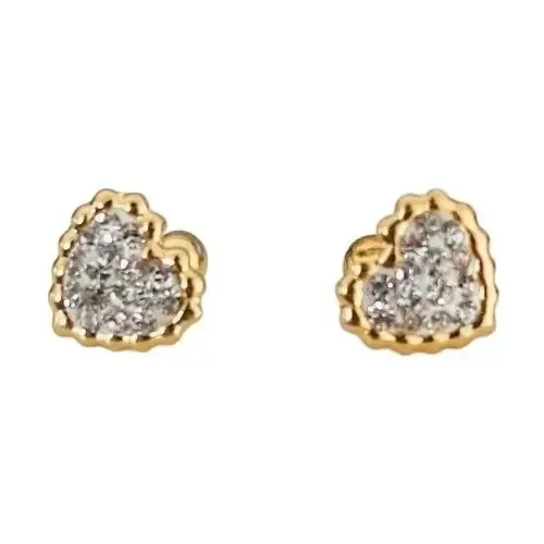 Broches de coração de ouro 14K com zircônia