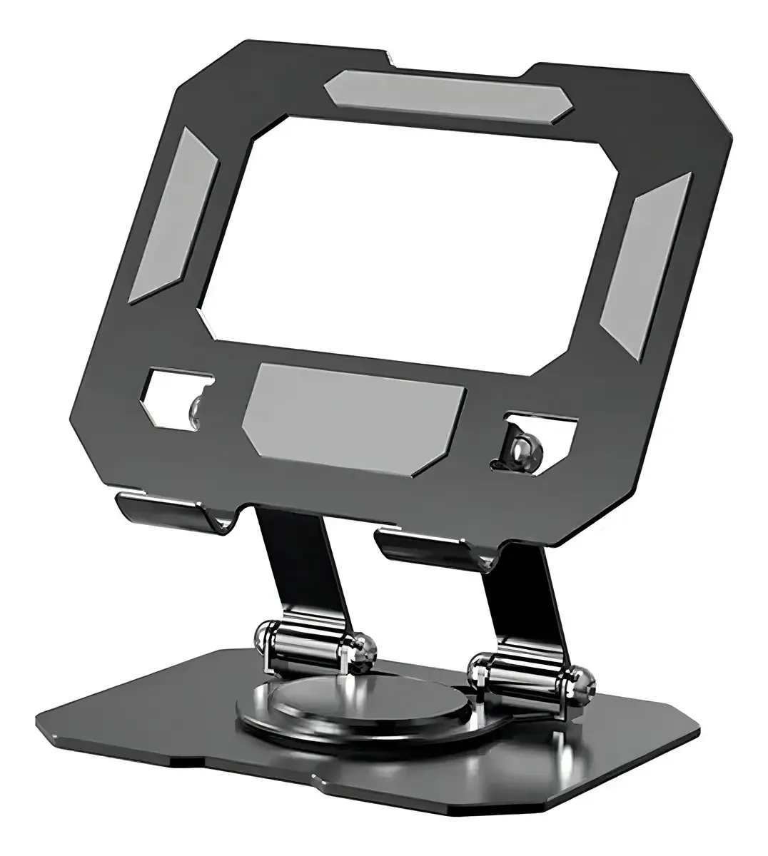 Suporte giratório de alumínio de 360° para tablets celulares, cor preta