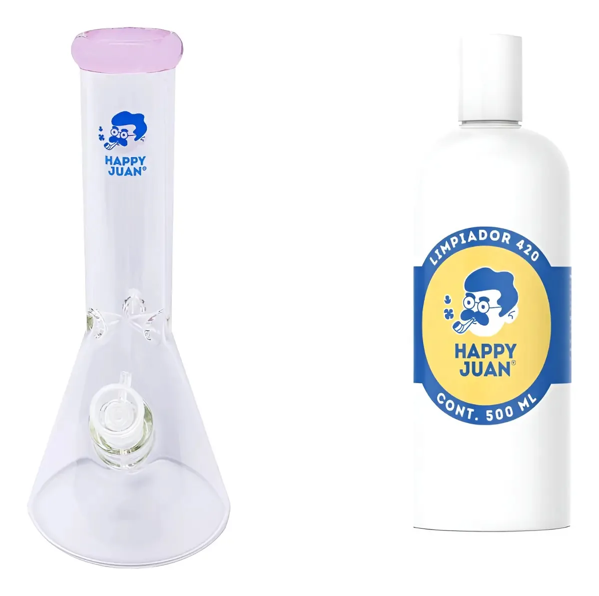 Pacote grande de pirex e limpador Happy Juan 420 500 ml, cor rosa