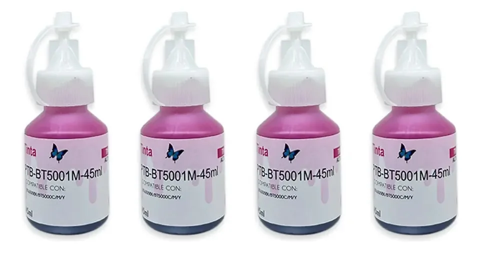 4 tintas compatíveis Brother Bt5001 Magenta T300 Bt5001m