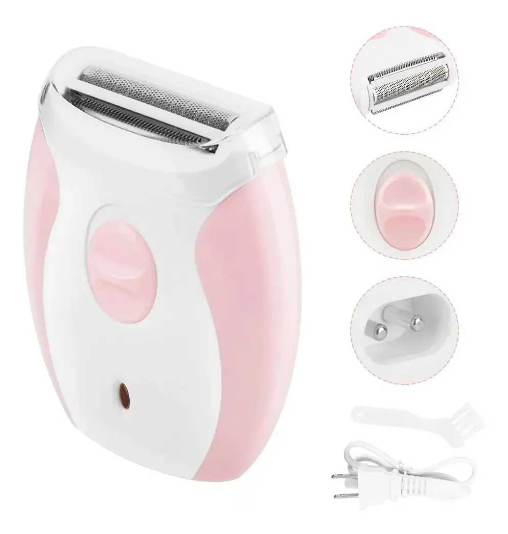 Máquina depiladora elétrica recarregável para mulheres - rosa