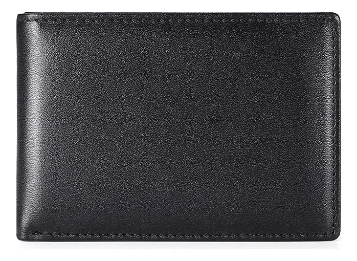 Carteiras para homens, carteira dobrável minimalista em couro laranja, design de tecido liso