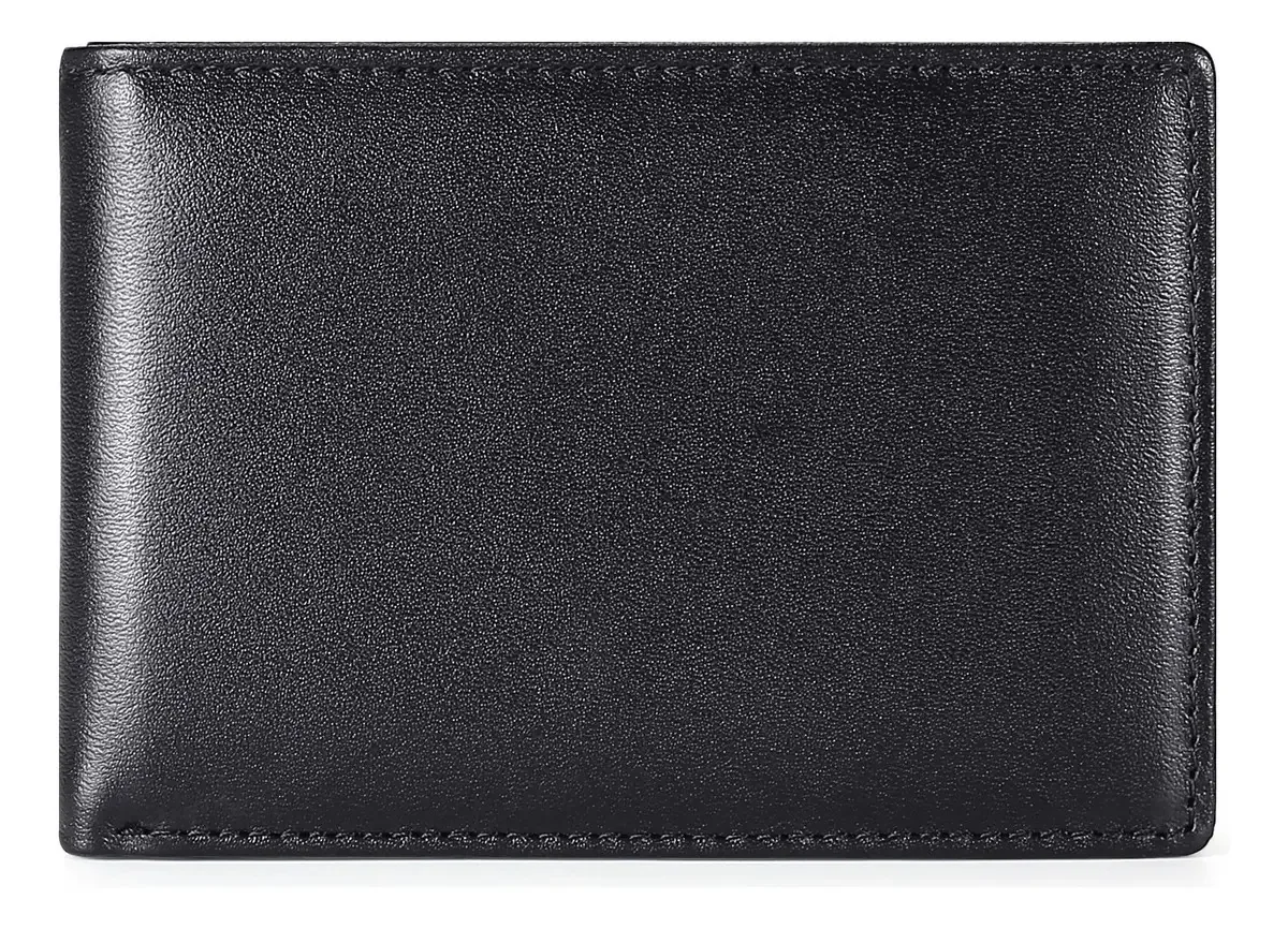 Carteiras para homens, carteira dobrável minimalista em couro azul, design de tecido liso