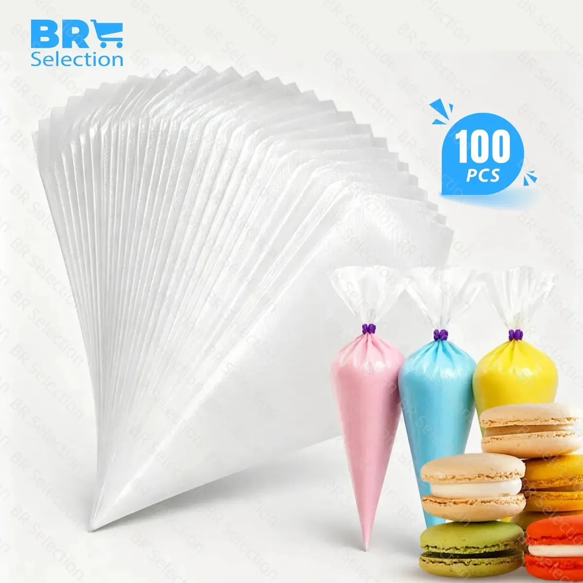 BR Selection Kit 100 Sacos De Confeitar 37cm Descartável Transparente Resistente Para Bolos Doces E Confeitaria