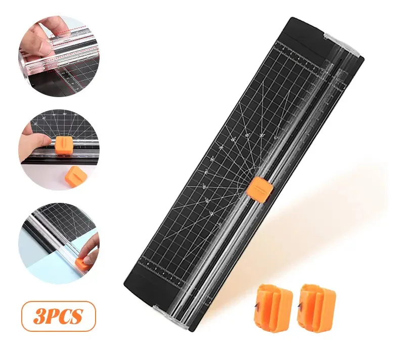 Cortador de papel Ecovida®, 3 peças, cartões de guilhotina, papel fotográfico recortado, carta A4, cortador de guilhotina, cartão de corte, papel fotográfico, cortador de papel portátil A4, álbum...