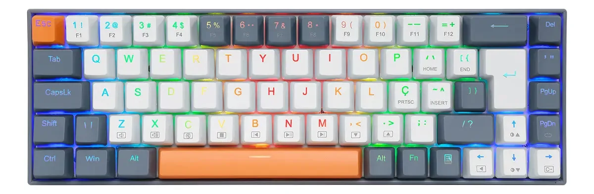 Teclado Mecânico Gamer 65% Abnt2 Rgb Hot Swap Silencioso Para Jogos E Escritório
