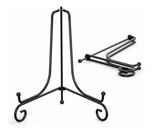Suporte de metal dobrável para pôster/imagem/placa de 10 cm X2 preto