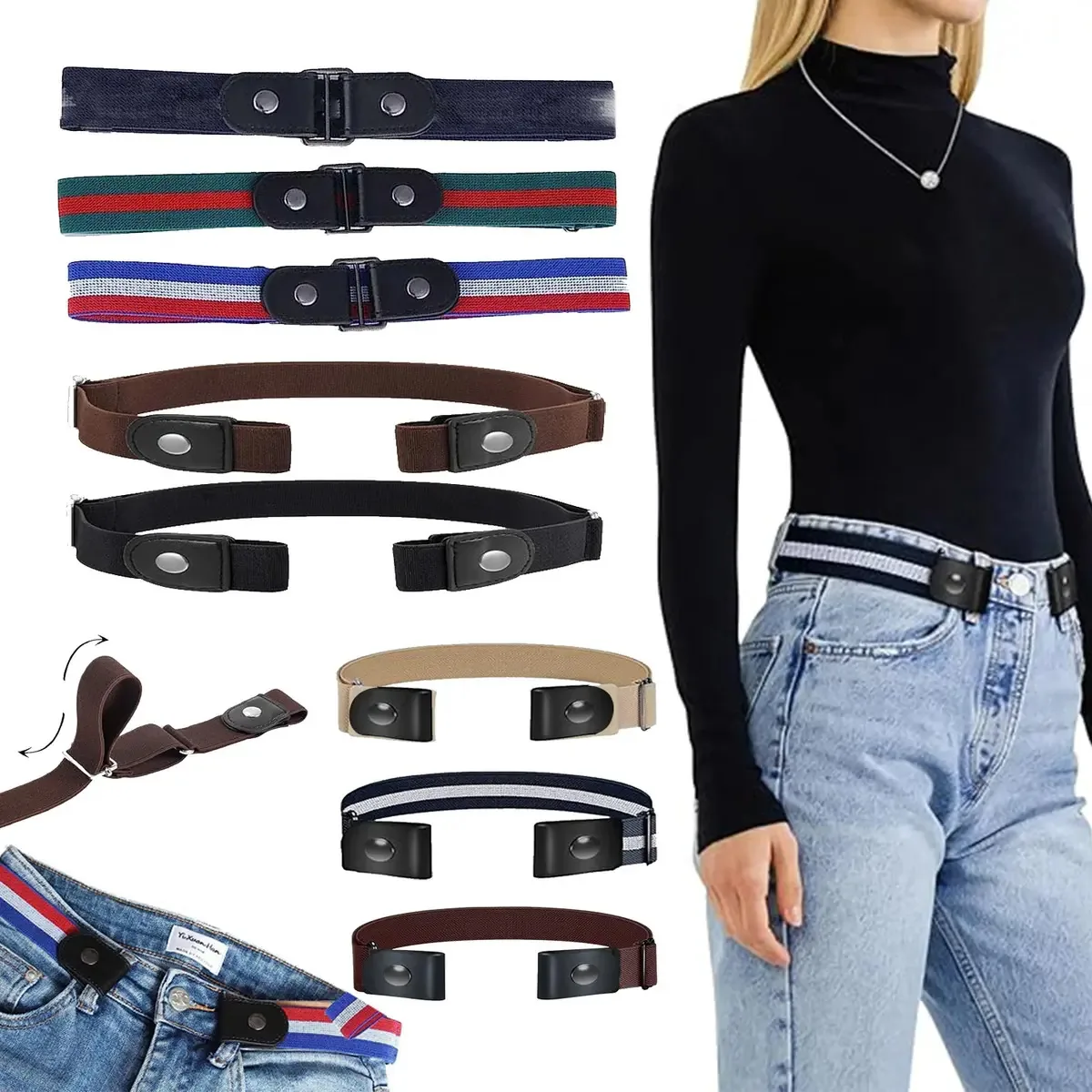 8 peças de cintos de couro, acessórios de moda elegantes femininos, cinto, couro elegante, jovem, casual, moda feminina