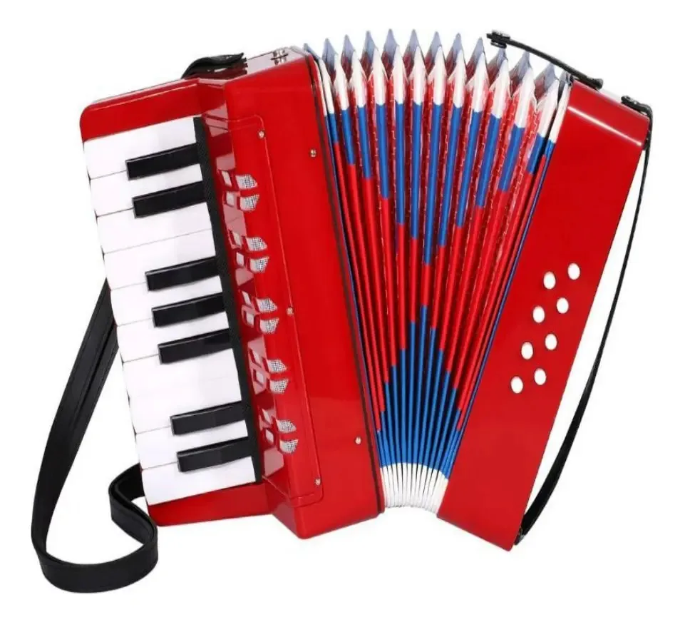 Brinquedo de acordeão Generac Chromatic Piano, acordeão vermelho sólido