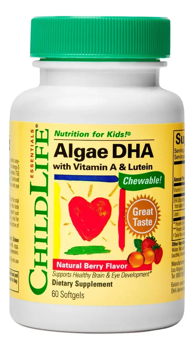 Algas marinhas Childlife Essentials DHA com vitamina A e luteína