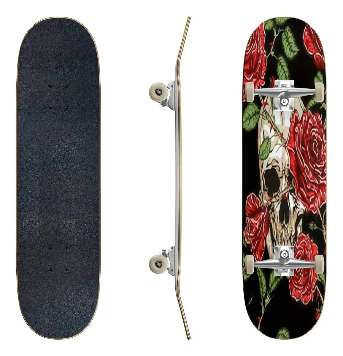 Skates com padrão vetorial sem costura Skull and Rose. Cor: Cor: 93