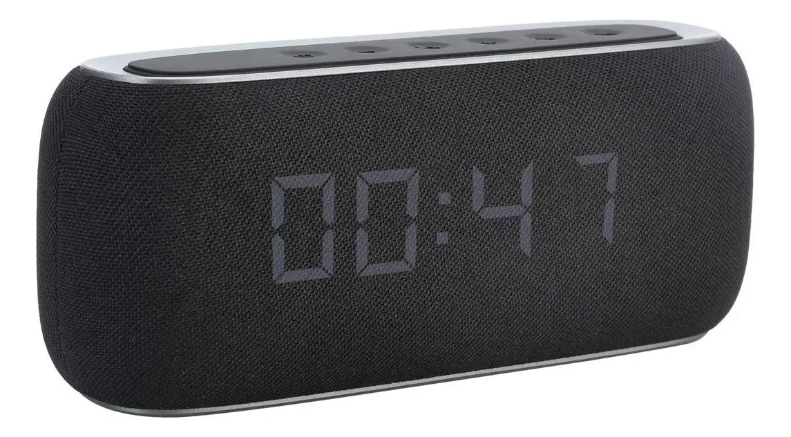 Karfri Alto-falante Bluetooth Sem Fio Relógio Despertador Rádio Digital Relógio, Mini Toalha Portátil Rádio FM Relógio LED para Casa/Escritório, Áudio com Alto-falante
