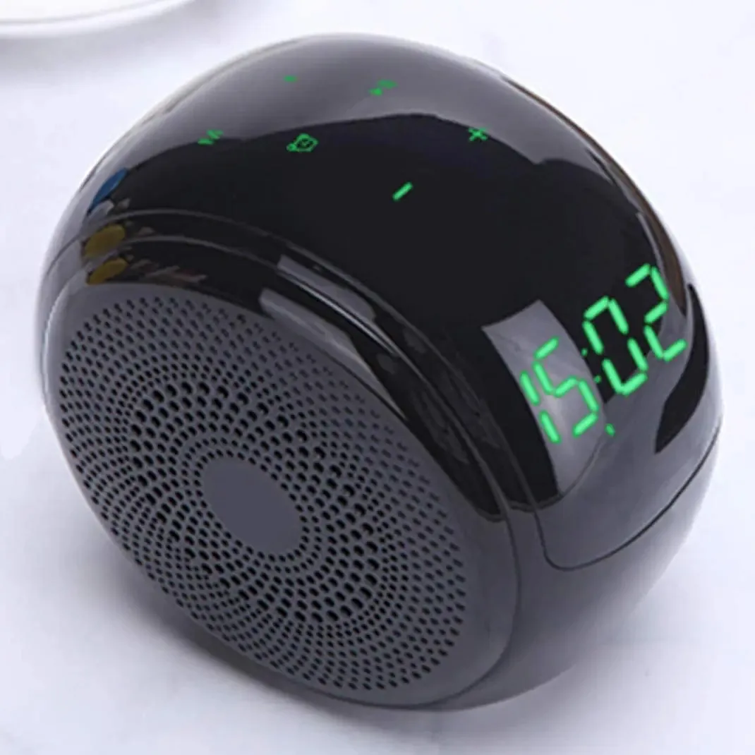 Karfri Alto-falante Bluetooth com Controle Tátil, Mini Relógio Mãos Livres Sem Fio Portátil, Tela Led Hd, Rádio Fm, Relógio Despertador, Rádio Digital Eletrônico, Vermelho (preto) (preto)