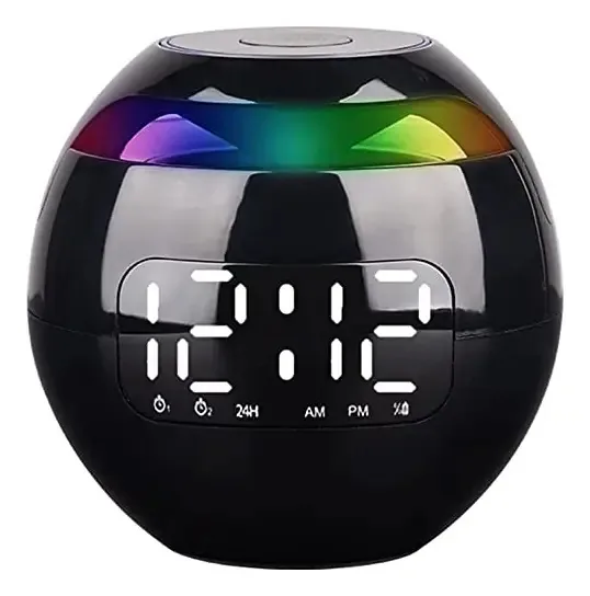 Relógio de alarme inteligente Relógio digital Alto-falante inteligente LED compatível com Bluetooth 5.0 Radio Fm Colorful Light Tf Card Reprodução de música MP3 (cor: rosa) (rosa) (preto)