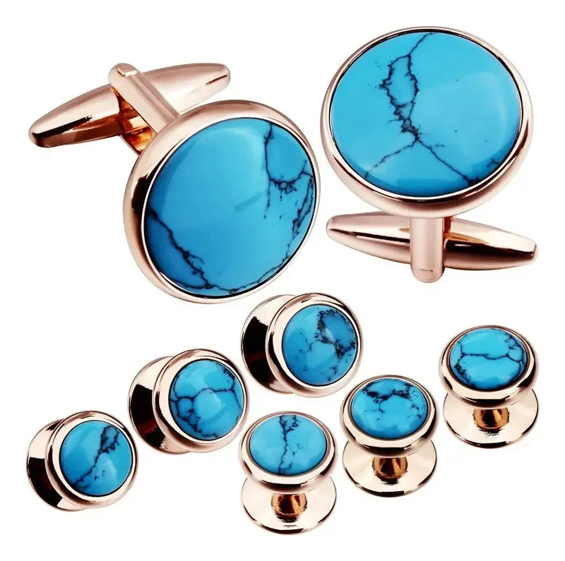 Conjunto de abotoaduras e tachas de smoking masculinas com caixa