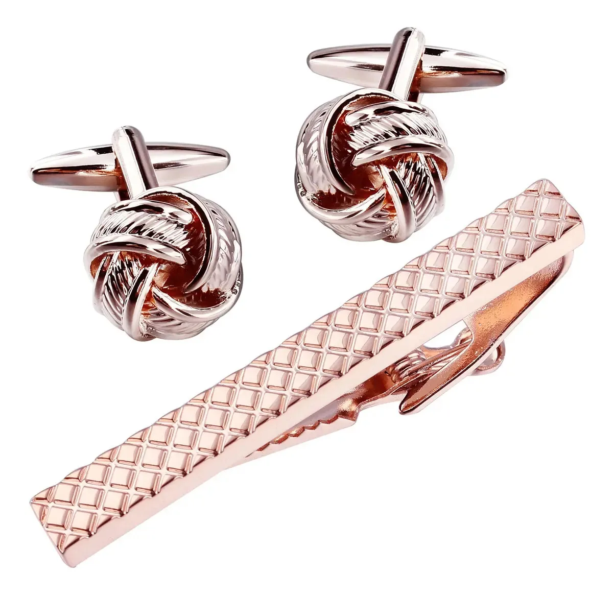 Conjunto Hawson de abotoaduras de metal e clipe de gravata para homens