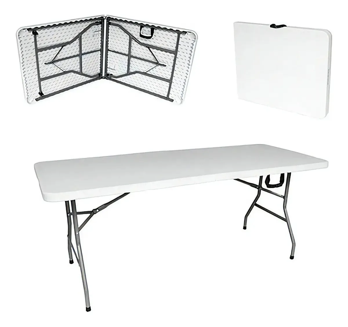 Mesa de portfólio dobrável para jardim robusto 180x61x74cm Cor branca