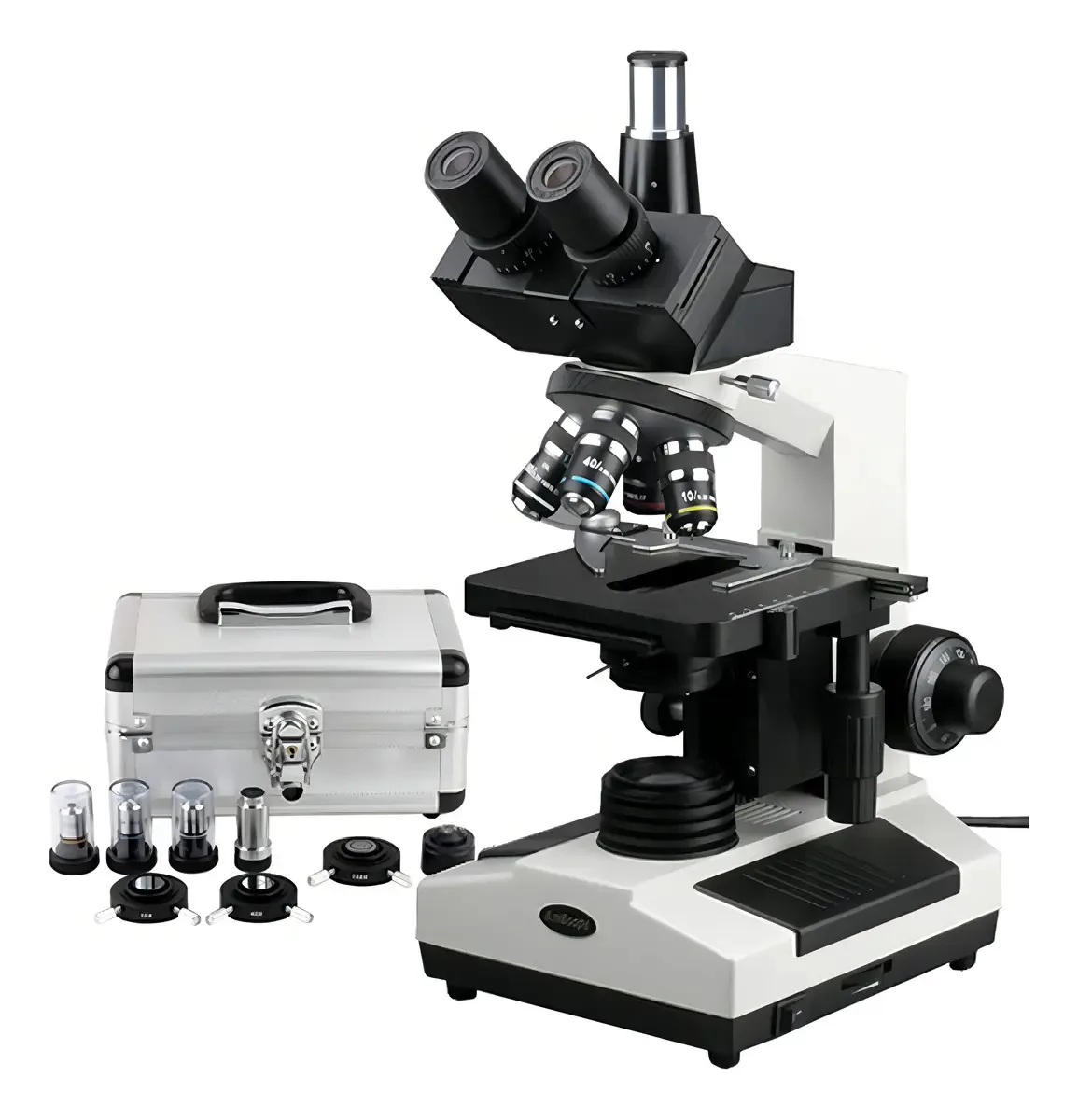 Amscope T390b- Microscópio Composto Trinocular Profissional. Cor branco/preto