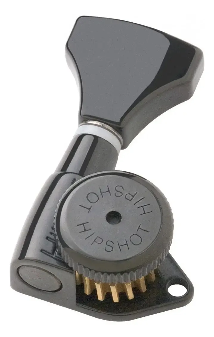 Sintonizadores em linha Hipshot Grip-lock 6 com bloqueio antidegrau, pretos
