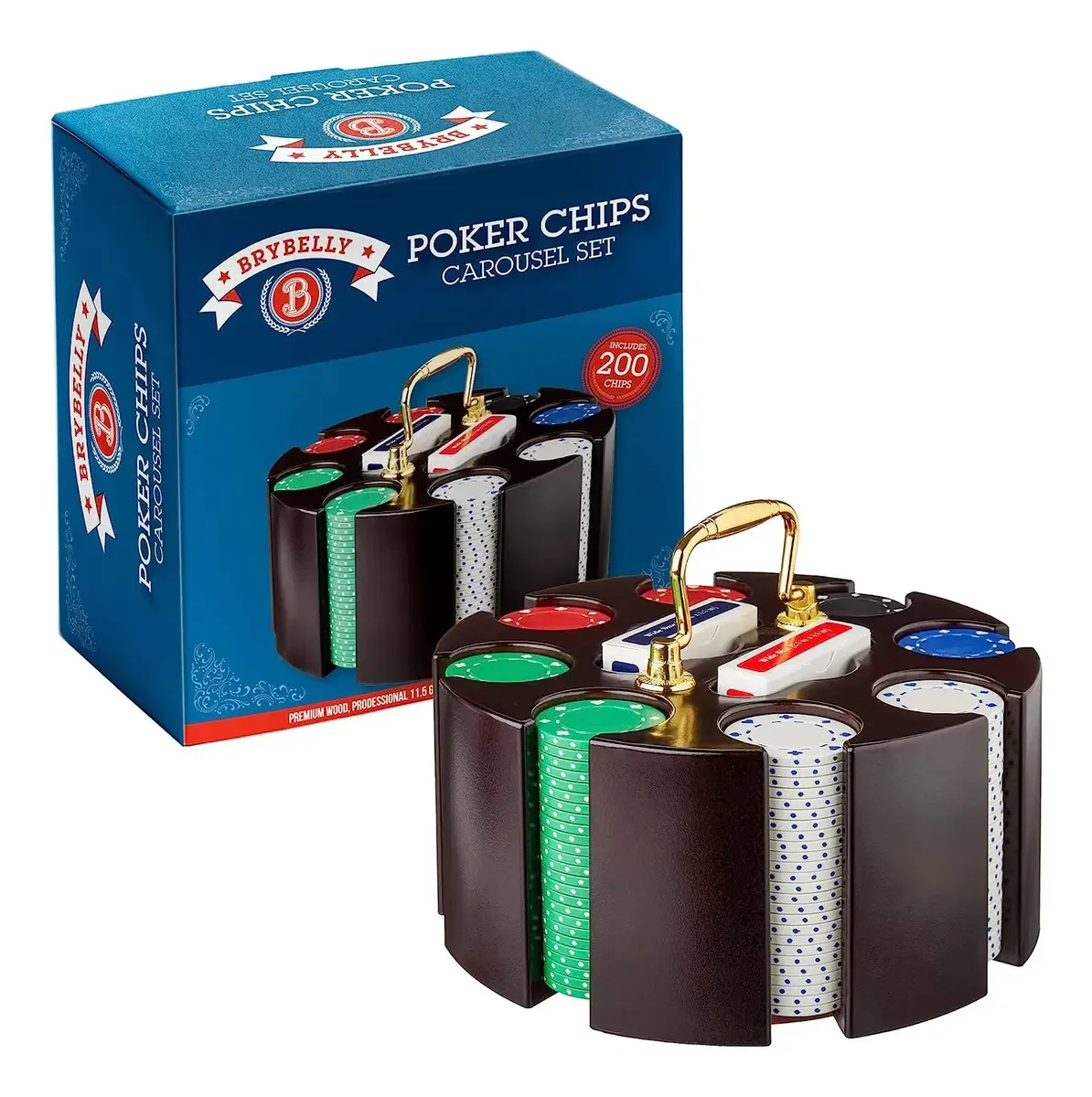 Brybelly Poker Chips - Conjunto De Pôquer Com Caixa De Carro