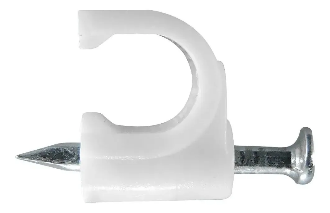 Fixa Fio Branco para Cabo Coaxial de Rede Miguelão 5mm