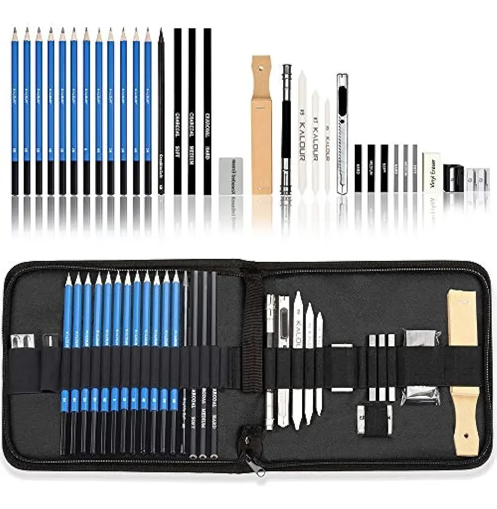 Conjunto Love Art de 33 lápis de desenho e desenho com zíper