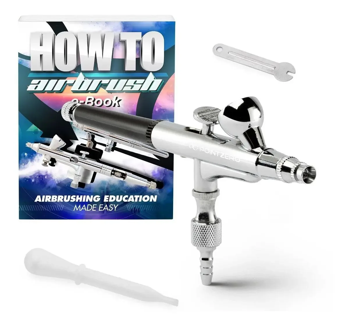 Conjunto de aerógrafos Pointzero de dupla ação com alimentação por gravidade de 2 cc