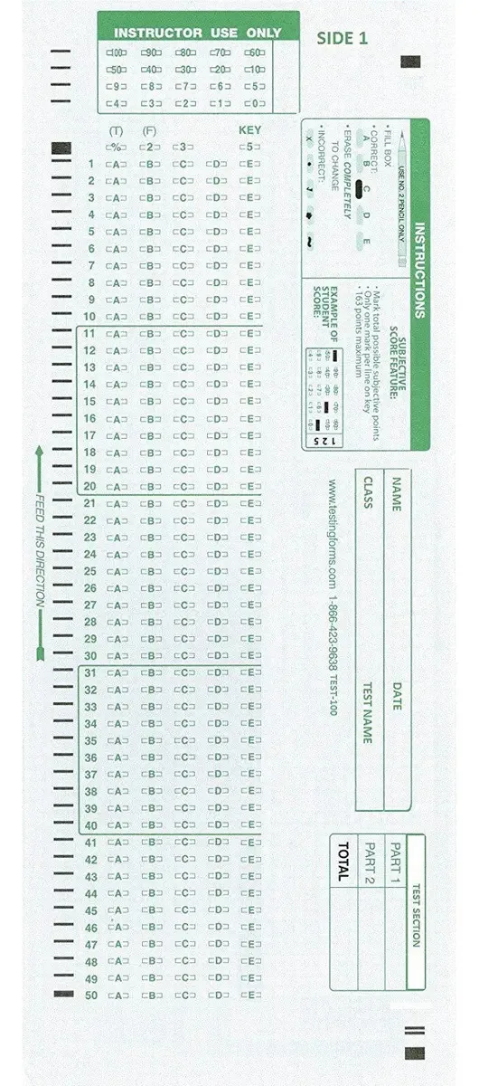 Formas de Teste Compatíveis com Test-100e 882 E (pacote de 50 folhas)