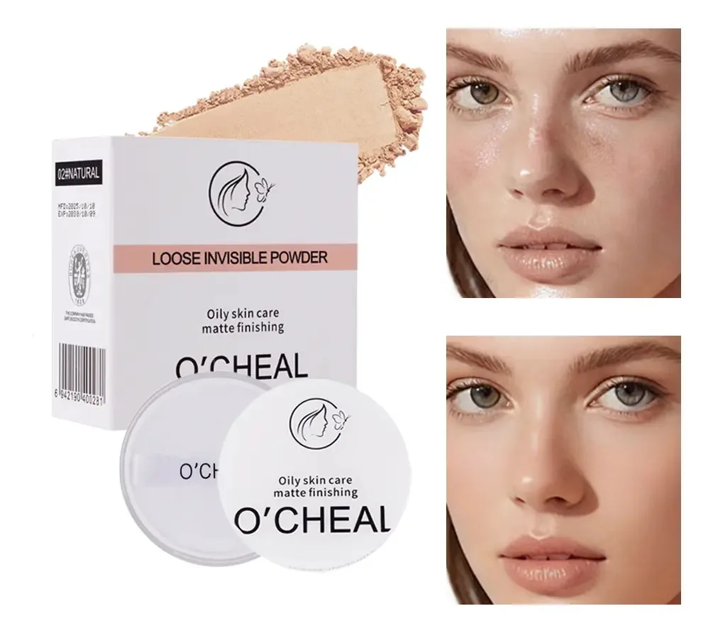 Pó Fixador Matte e Corretivo, Resistente à Água e ao Suor Tom Natural