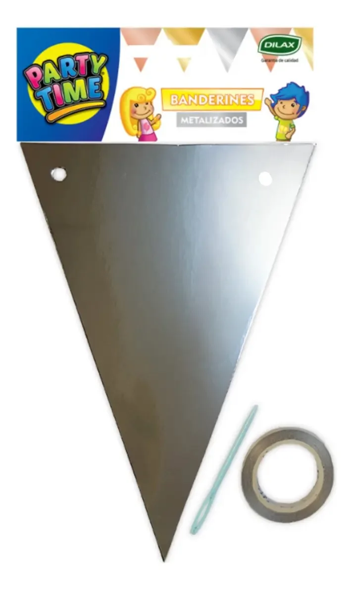 Bandeira triangular metálica prateada
