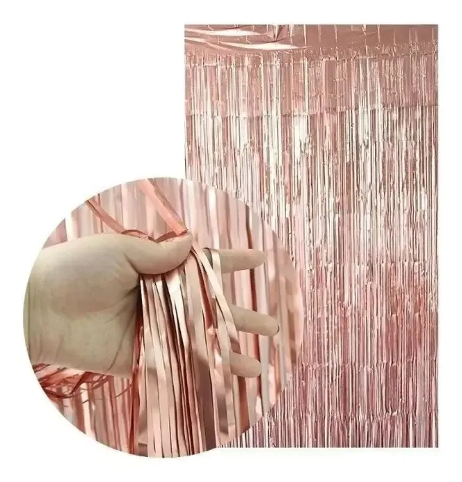 Cortinas Metalizadas Cor Rosa Gold