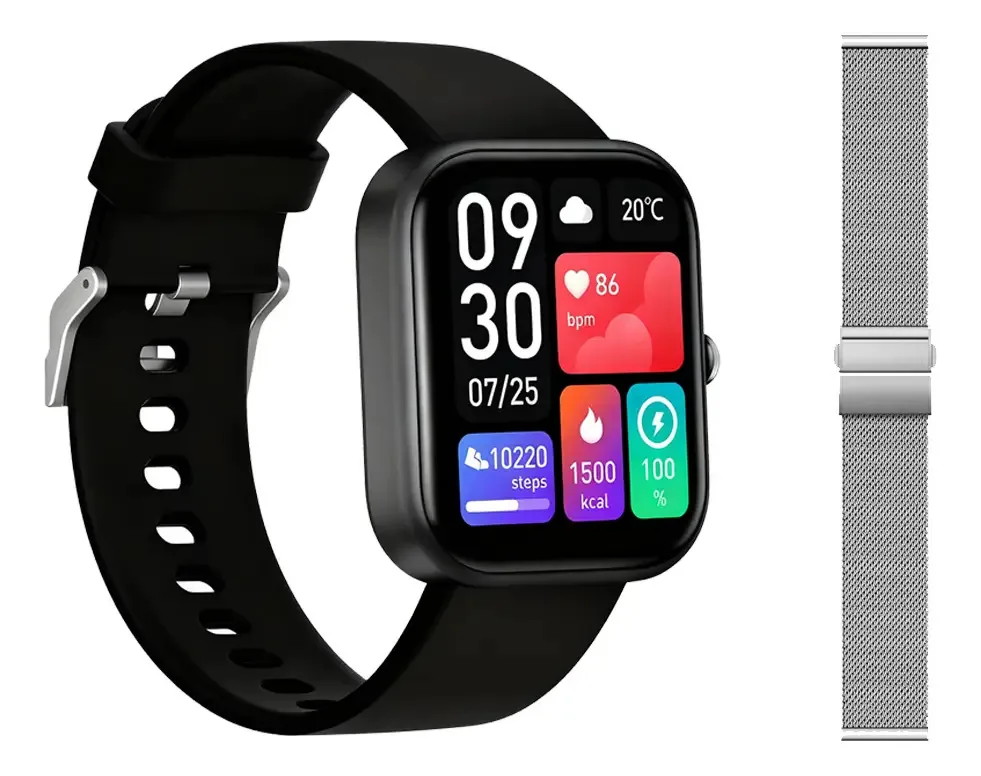 Fones de ouvido Bluetooth sem fio sem fio com tela LED colorida Smartwatch-strap