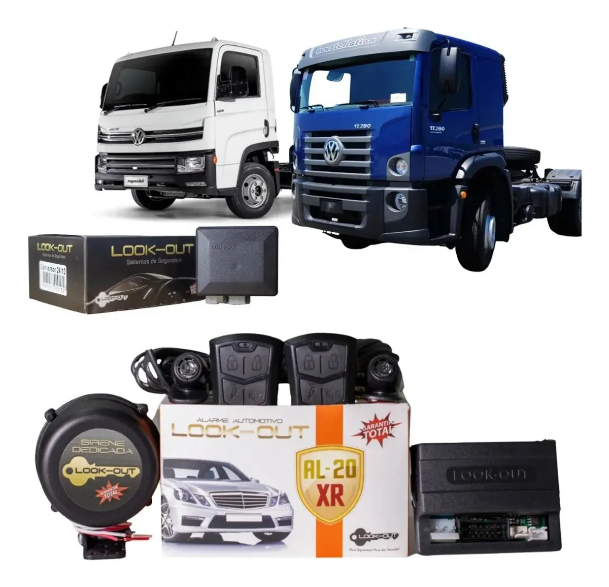 Alarme Automotivo + Conversor 24v Para 12v Para Caminhões