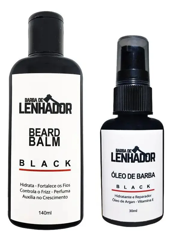 Kit Para Barba - Balm Black + Óleo Black - Barba De Lenhador