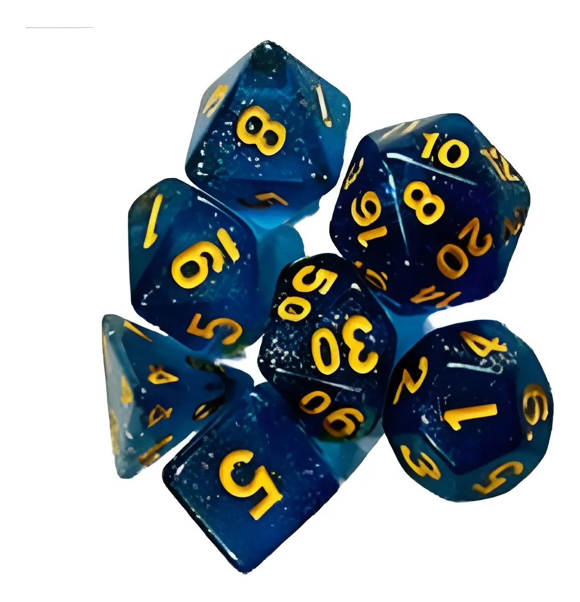 7 Dados Rpg Central Dice Glitter Cores Cor Azul