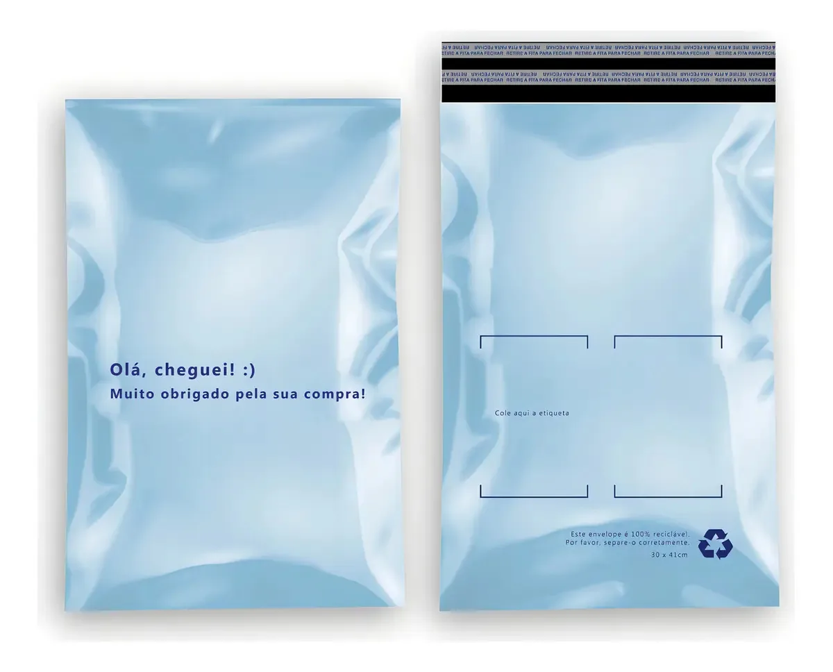 Kit C/300 Envelope Azul Embalagem Segurança 30x41