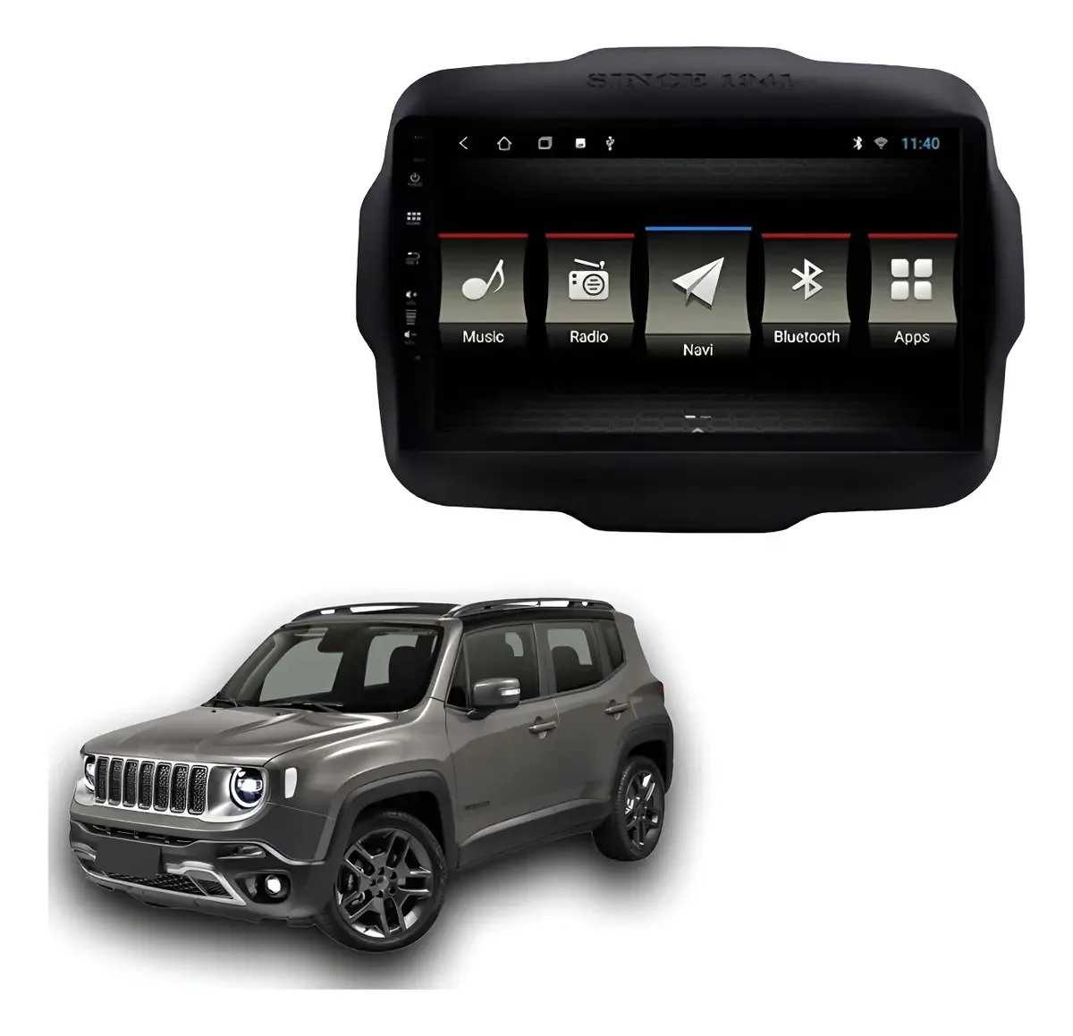 Central Multimídia Tela Jeep Renegade Android Conectividade