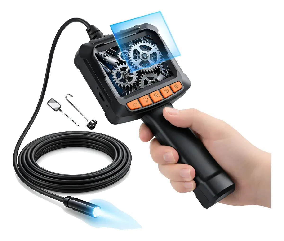 Câmera de inspeção de 360° com ponta submersível de boroscópio LED