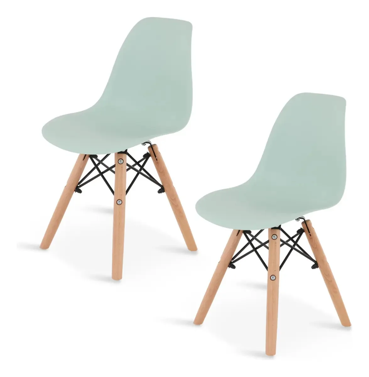 Conjunto de cadeiras infantis pré-escolares Eames Design verde