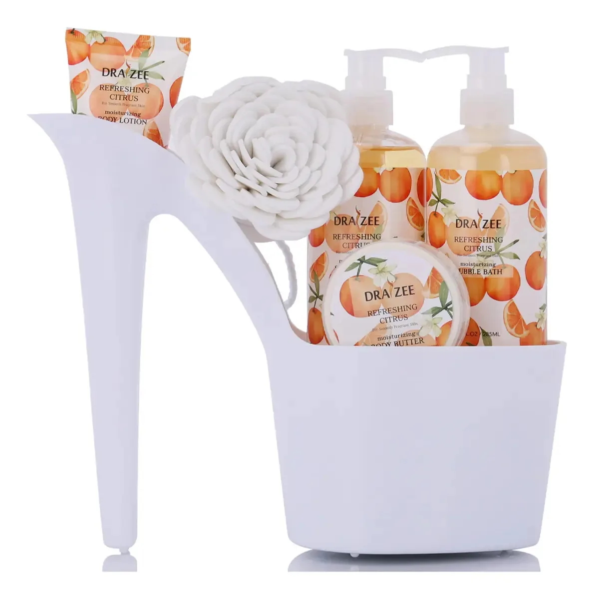 De Spa Para Mulher, 5 Peças, Cestas De Spa De Luxo Para Mulher Com Aroma A Cítricos, Conjunto De Relaxamento Em Casa Com Loção Corporal E Manteiga, Gel De Banho, Banho De Espuma, Aniversário