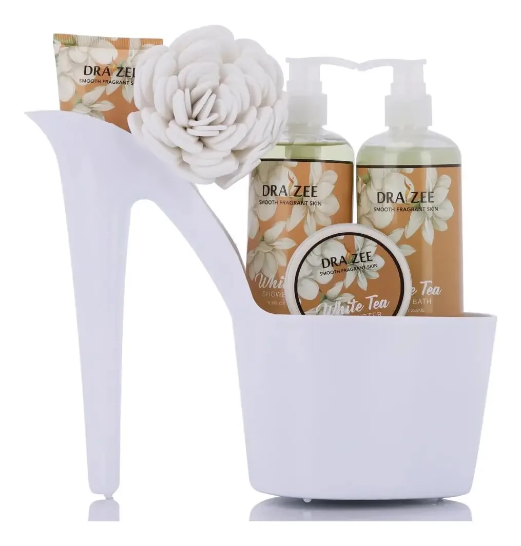 Spa Para Mulher, 5 Peças, Cestas De Spa De Luxo Para Mulher Com Aroma De Chá Branco, Conjunto De Relaxamento Em Casa Com Loção Corporal E Manteiga, Gel De Banho, Banho De Espuma, Aniversário
