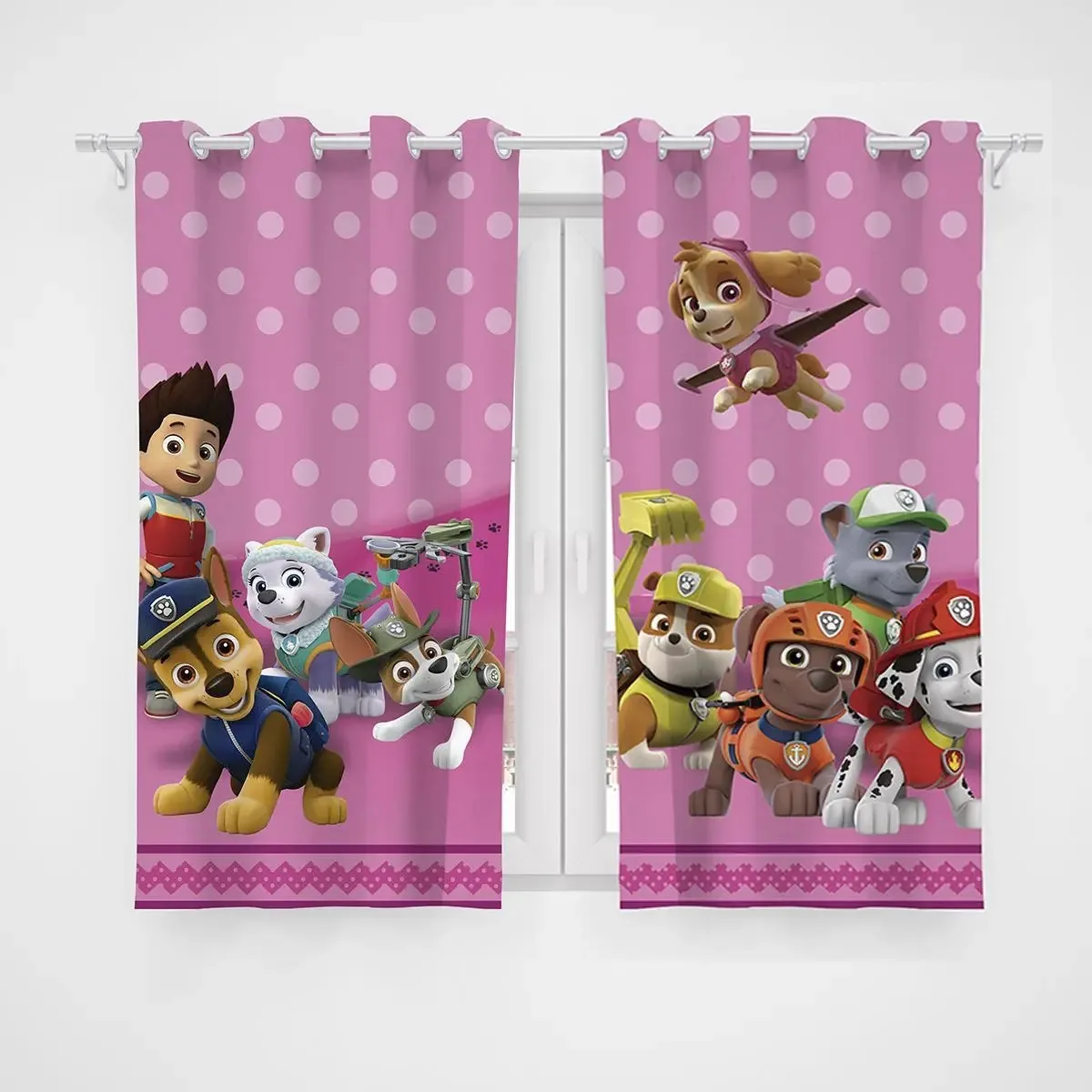 Cortina Infantil Patrulha Canina Rosa