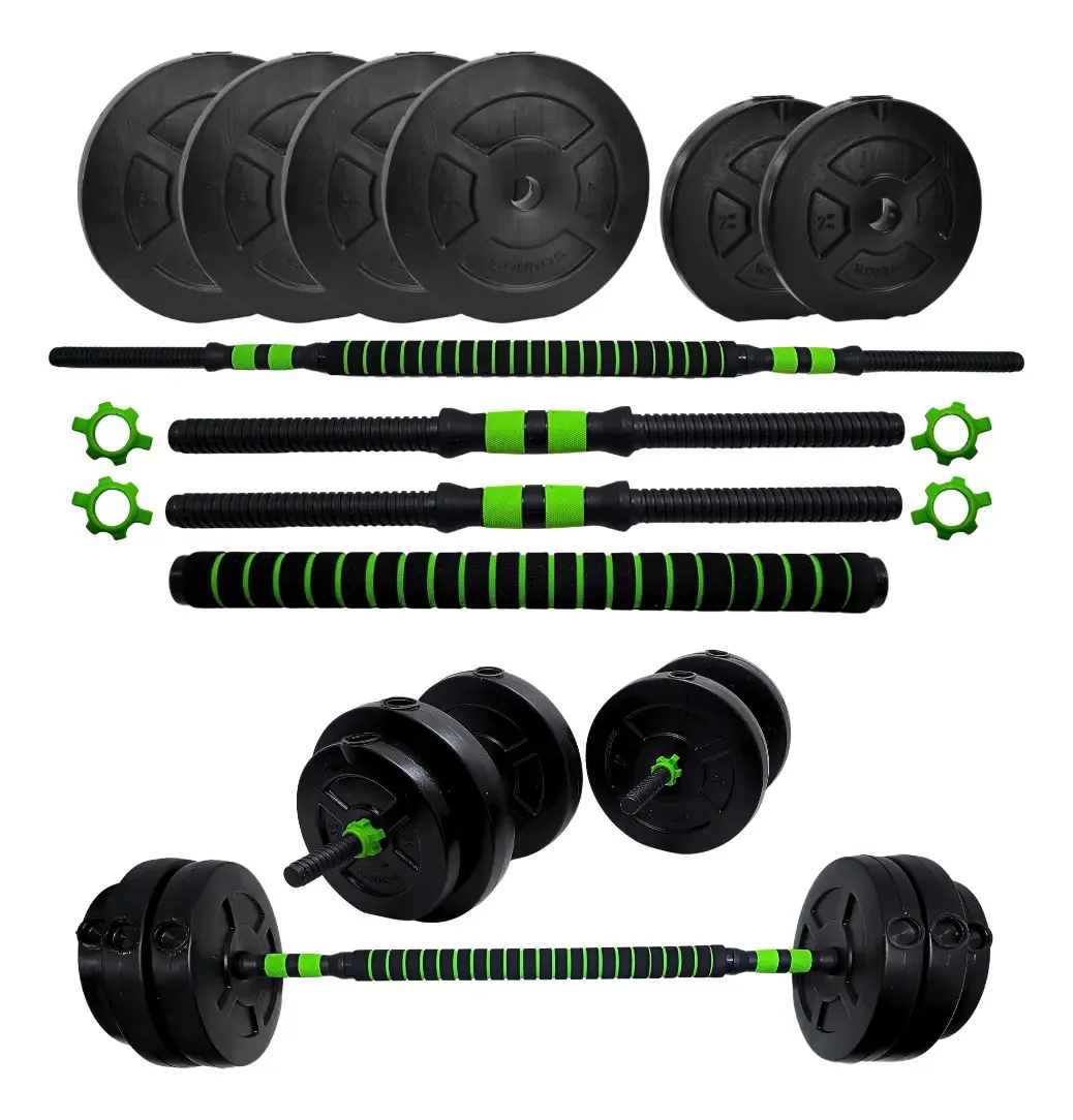 Kit de halteres e barra ajustável Sonnos, discos de 25 kg