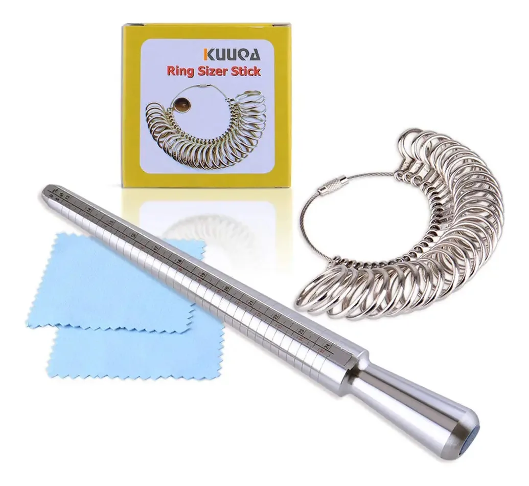 Conjunto de medidores de anel e mandril com panos de polimento